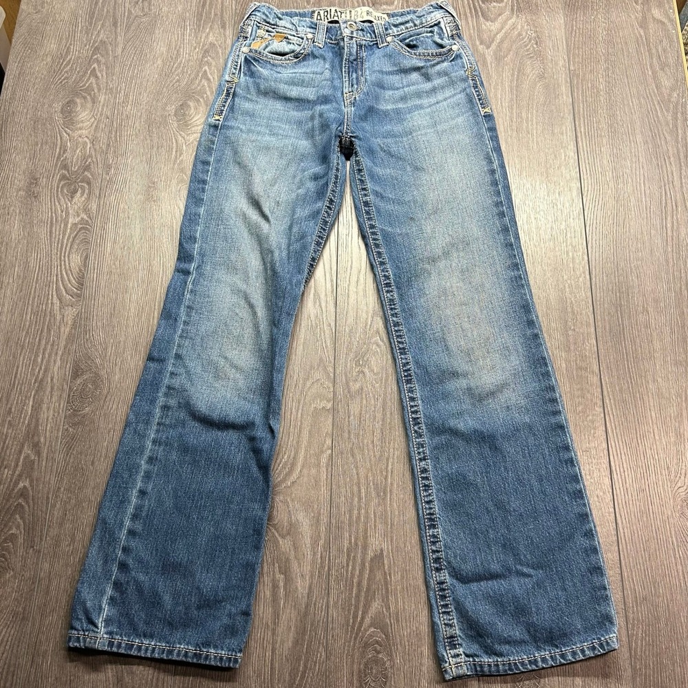 Ariat B4 Relaxed Bootcut Jeans Medium Wash Denim Girls Size 16 Adjustable Waist